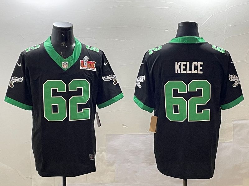 Men Philadelphia Eagles #62 Kelce Black three generations 2025 Nike Vapor Limited NFL Jersey style 2->philadelphia eagles->NFL Jersey